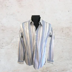 Ted Baker Mens Blue & White Stripe Cotton Shirt Size 4  L UK 40 EU 50 RRP £129