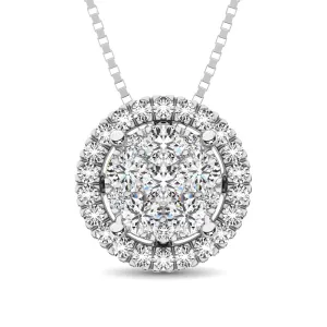 14K White Gold 1/3 Ct.Tw. Diamond Flower Pendant