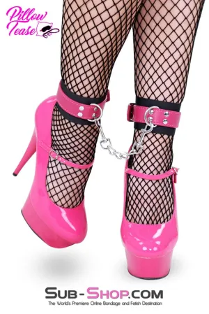 9095M-SIS      Sex Bomb Pink Sissy Bitch and Nylon Ankle Bondage Cuffs