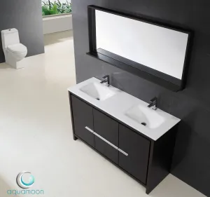 Aquamoon Granada 60 Double Sink Modern Bathroom Vanity Set - Wenge