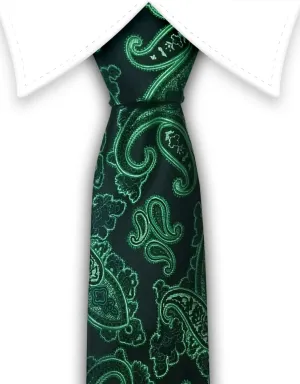 Black and Green Paisley Silk Tie