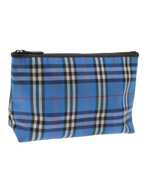 Blue Nylon Pouch with Check Print