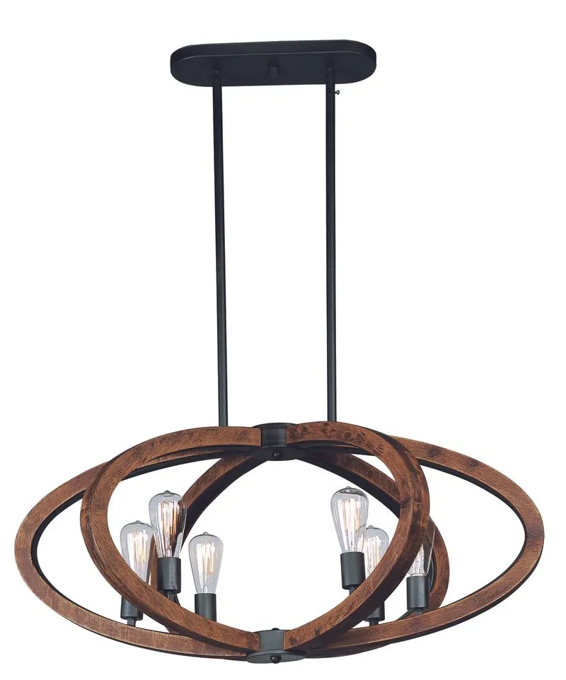 Bodega Bay 22.25" 6 Light Chandelier in Anthracite