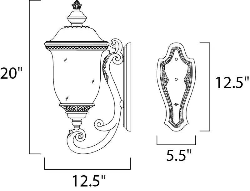 Carriage House VX 12.5" 3 Light Outdoor Wall Mount in Oriental Bronze