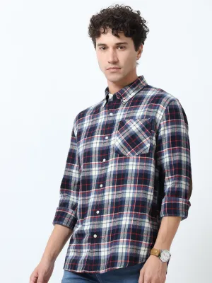 Clio - Brushed Checkered Shirt - Blue Checkered