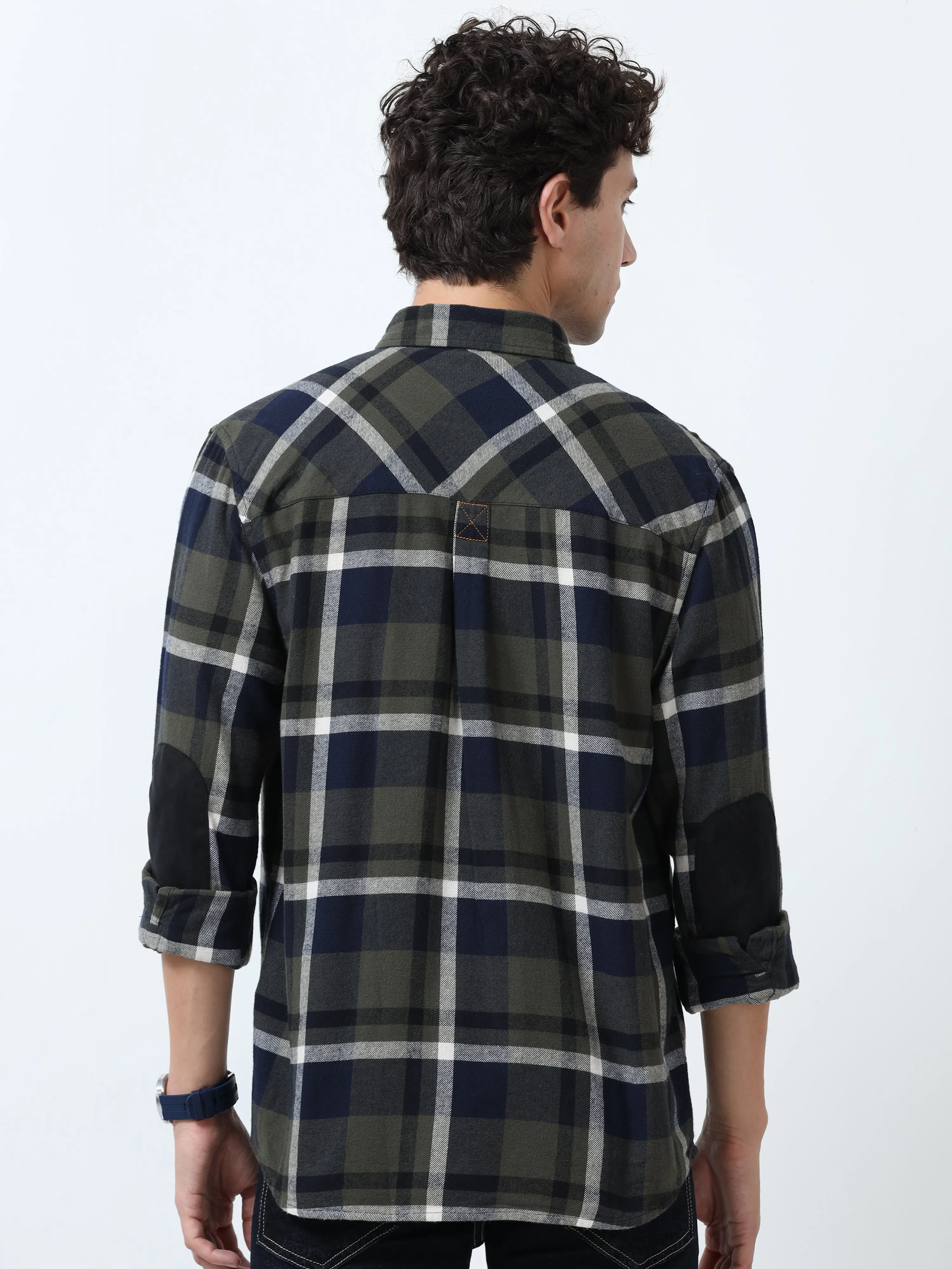 Clio - Brushed Checkered Shirt - Dark Green