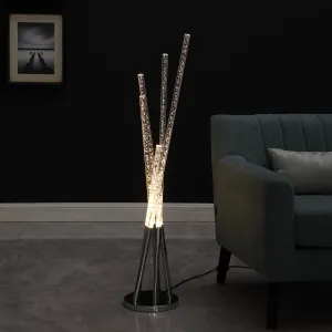 Contemporary Chrome Five Light LED Tubular Contemporary Floor Lamp