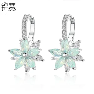 Crystal Flower Women's Earrings Korean Fashion