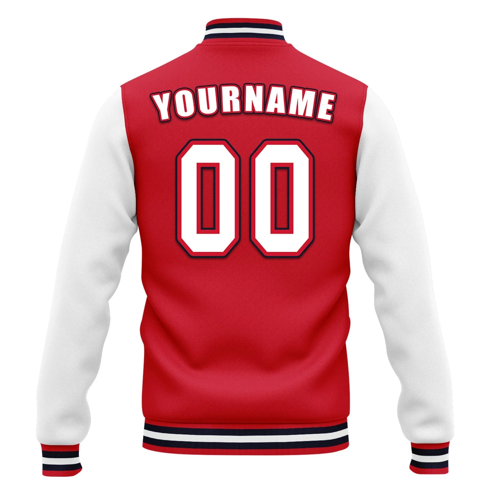 Custom Red Gray Jacket Bomber Full-Snap Varsity Letterman Personalized Jacket FZ005-D020255-3