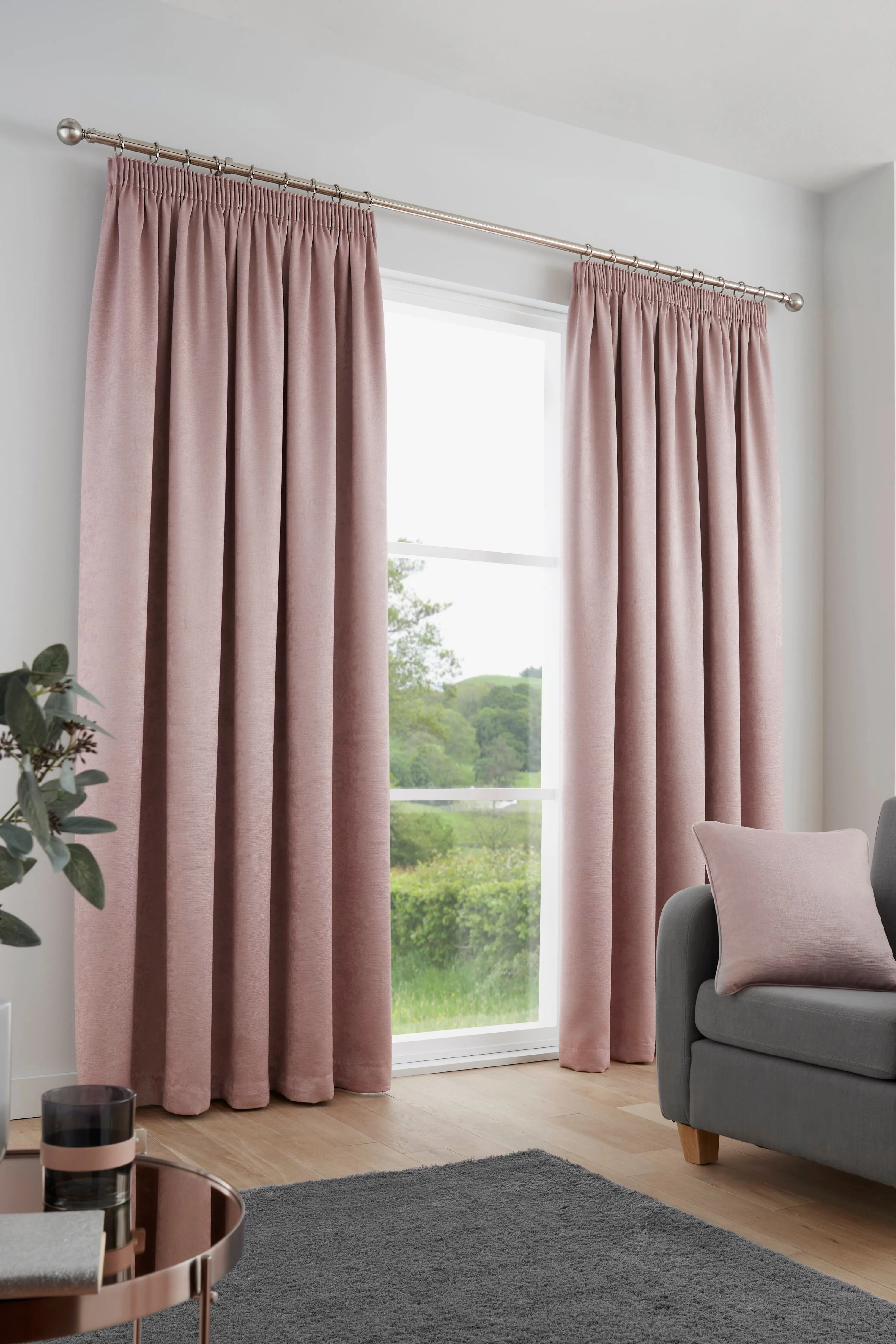 Galaxy Pair of Pencil Pleat Curtains by Fusion in Blush