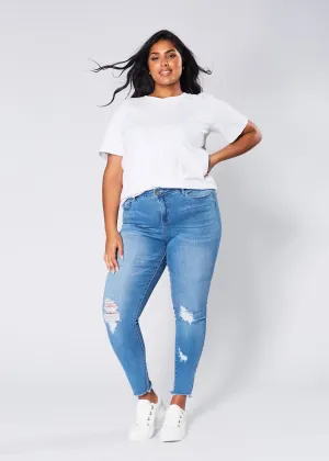 Kim Ripped Skinny Jeans - Blue Wash