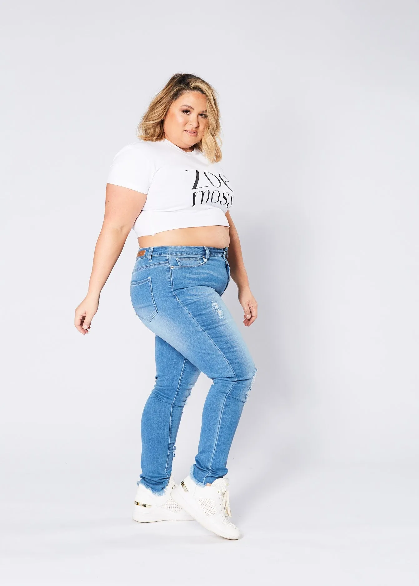 Kim Ripped Skinny Jeans - Blue Wash