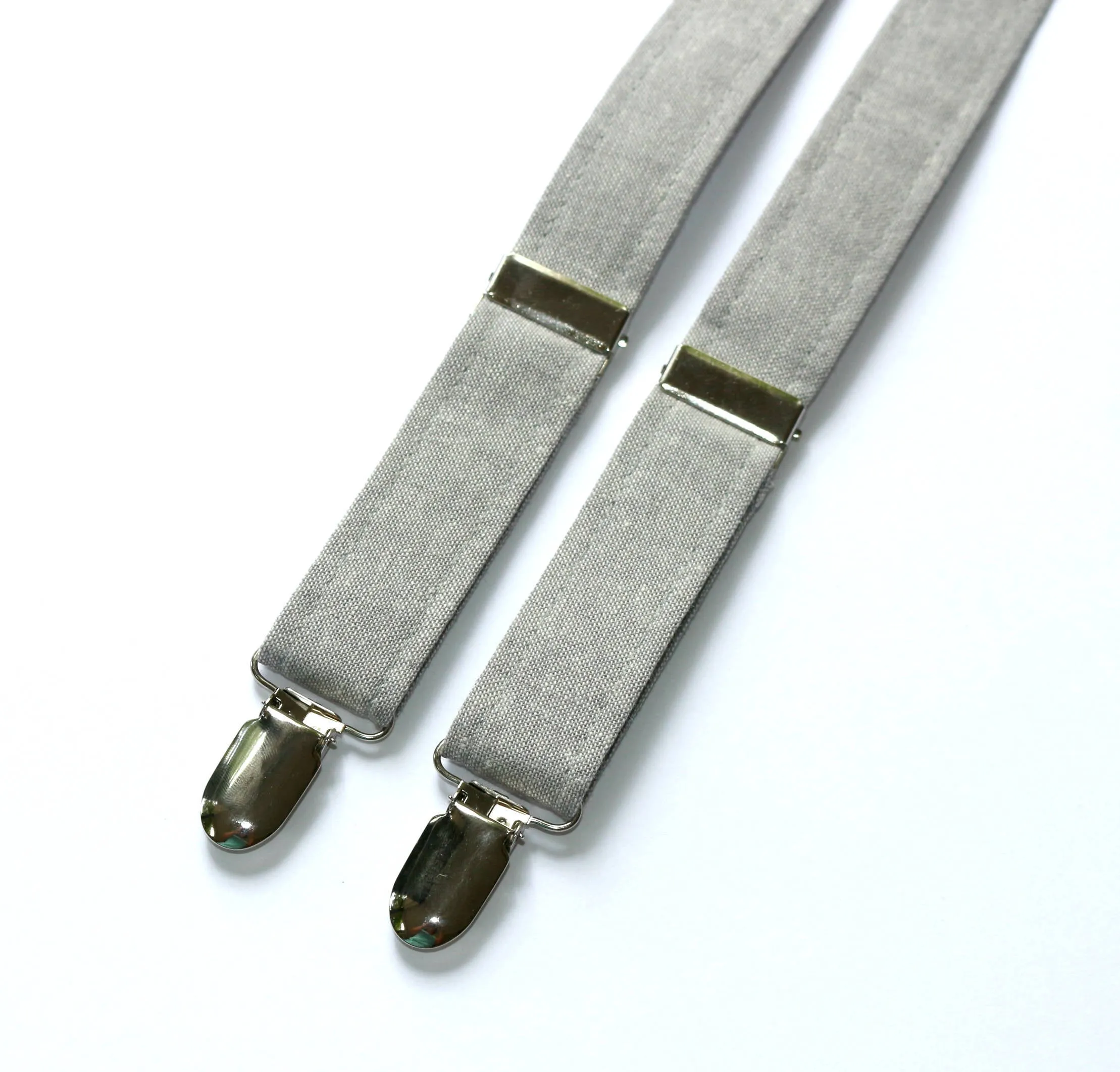 Light Gray Linen Suspenders - Boys