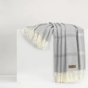 Light Gray Montauk Stripe Herringbone Throw by Lands Downunder