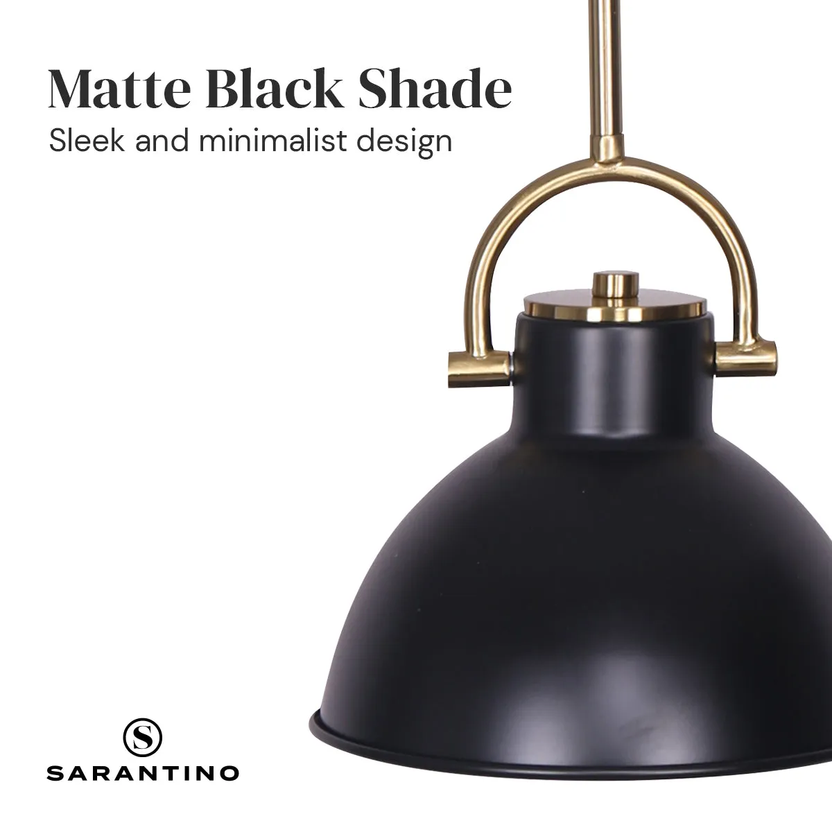 Matte Black & Gold Adjustable Pendant Light Fixture - Sarantino