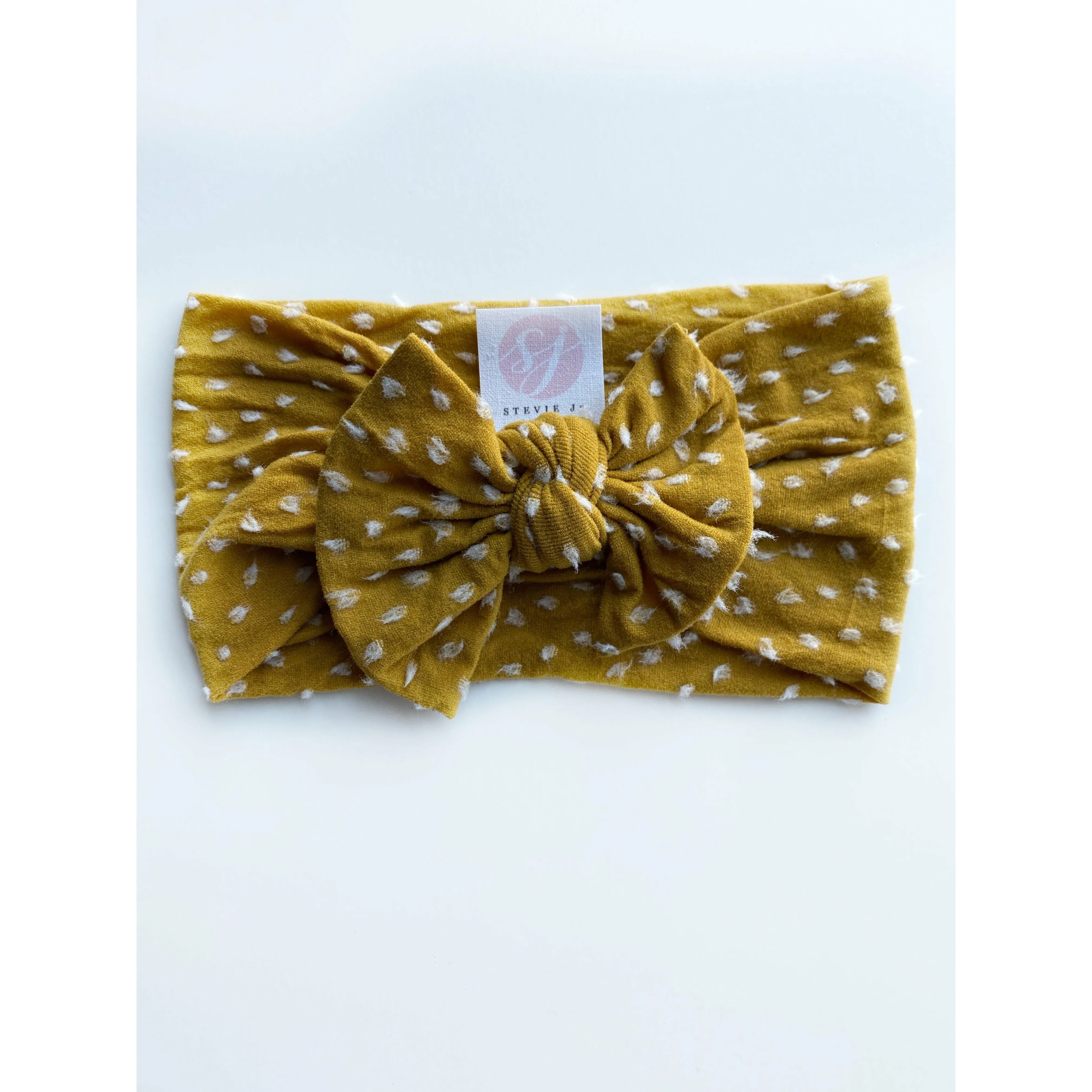 mustard • swiss dot "classic" nylon knot headwrap