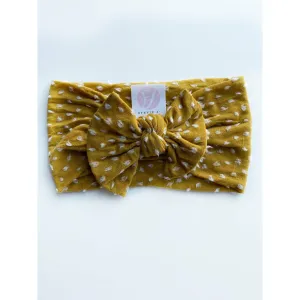 mustard • swiss dot "classic" nylon knot headwrap