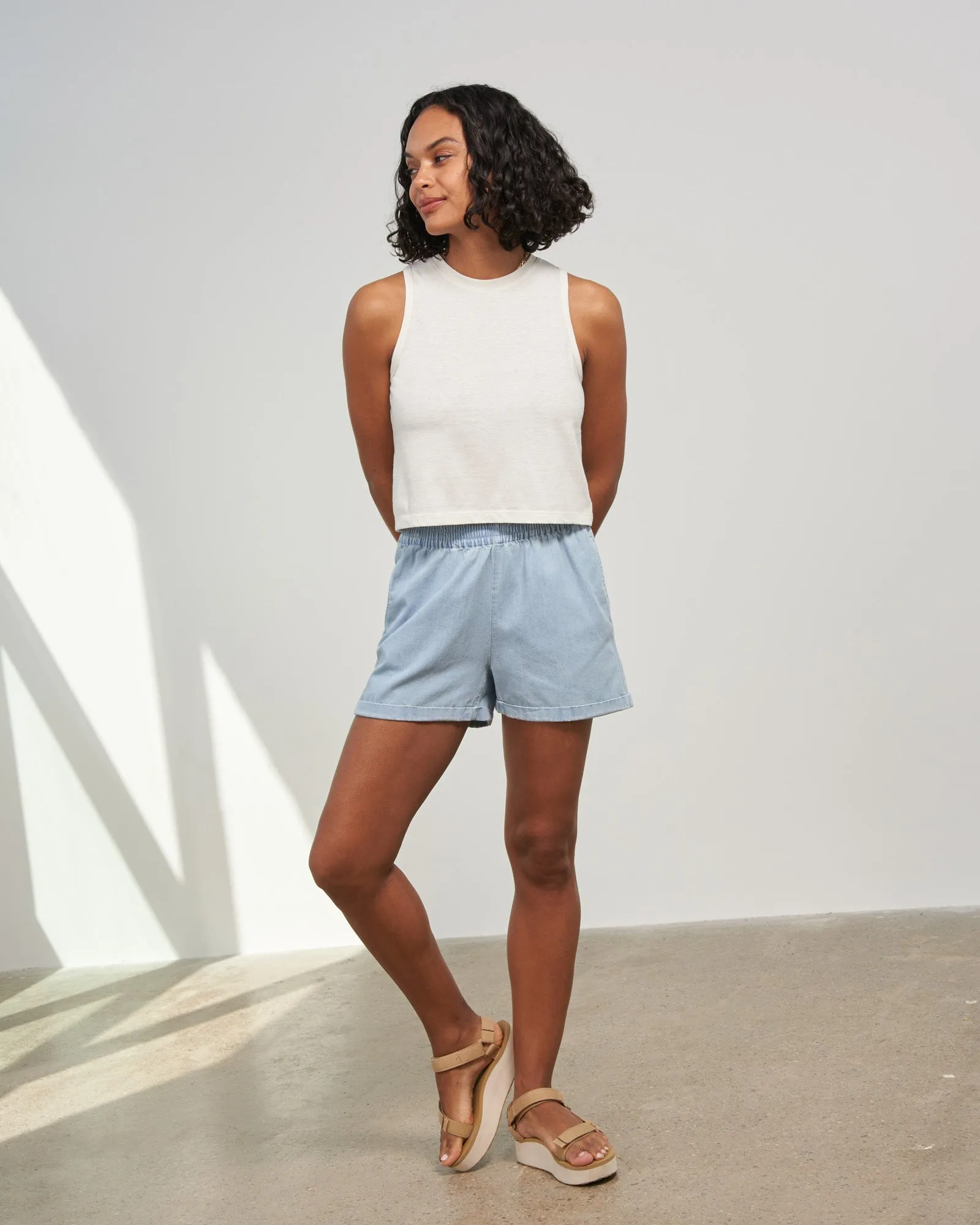 Organic Chambray Pull-On Short