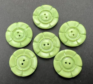 Pistachio Green 1940s 2.2cm   1.6cm Buttons 6 loose or 24 on Sheet