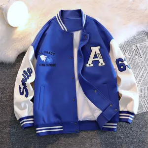 Plus Casual Loose Fit Varsity Jacket