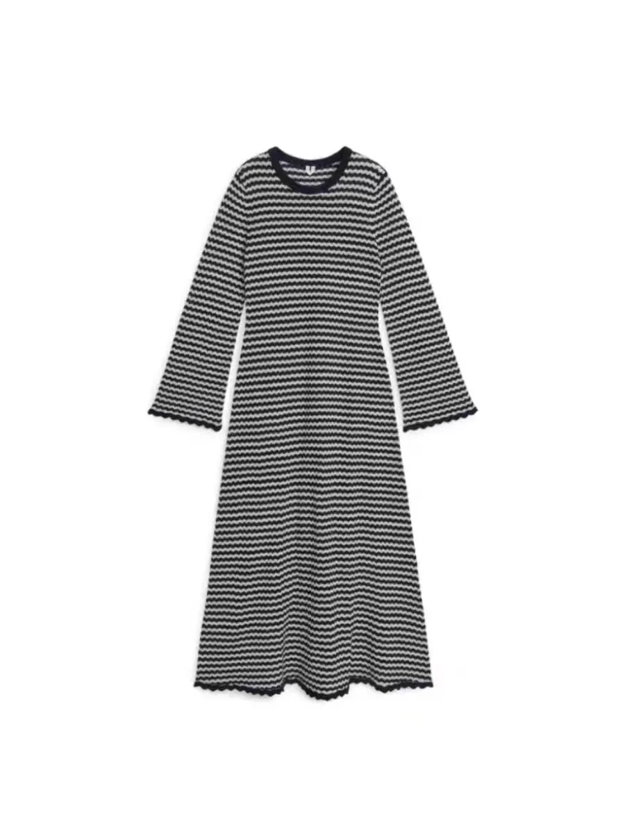 Pre Order:  Striped Flare Sleeve Casual Dress