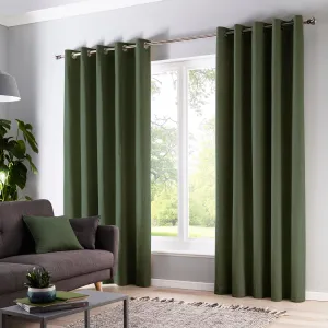 Sorbonne Pair of Eyelet Curtains by Fusion in Bottle Green