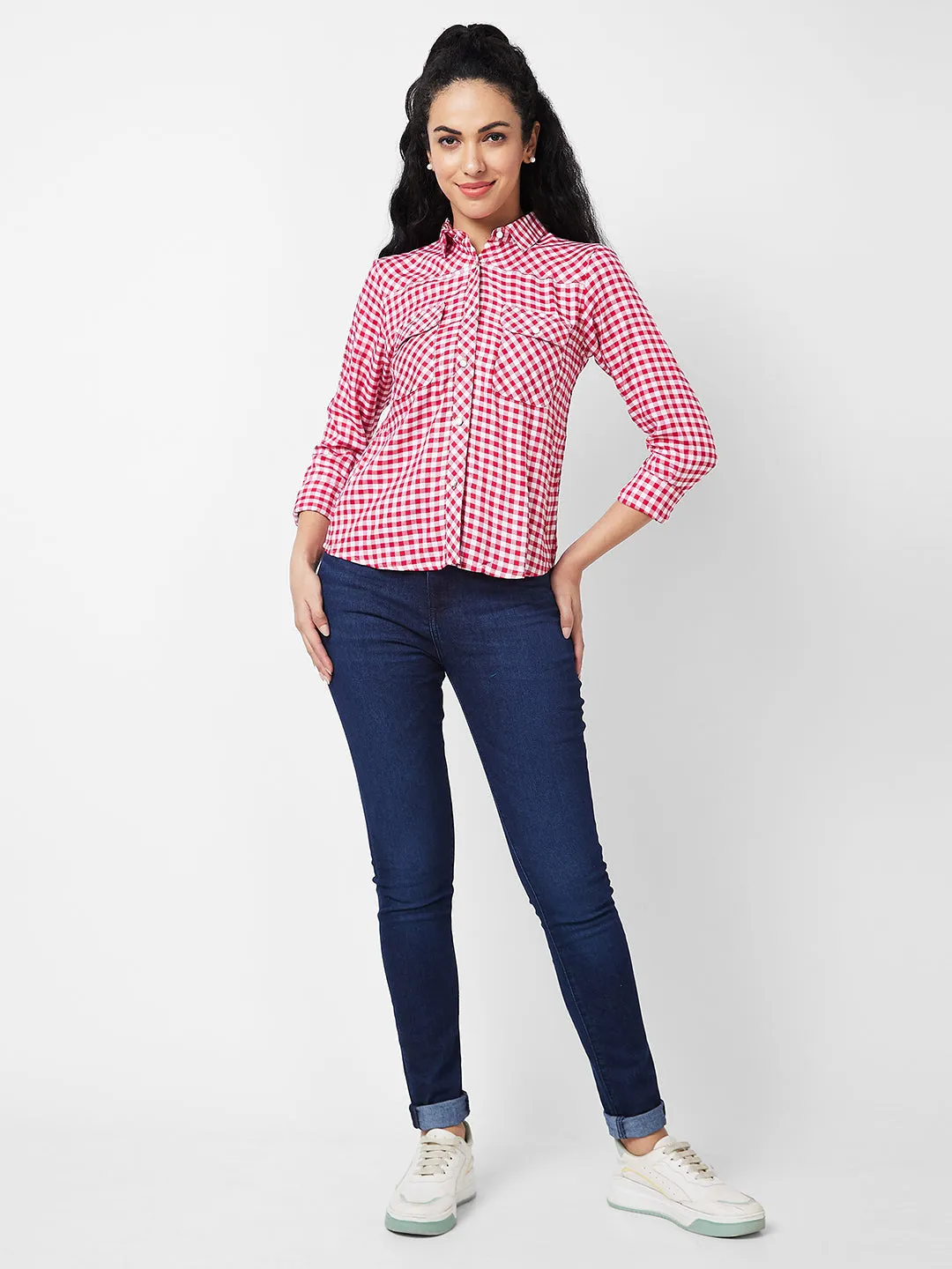 Spykar PINK Checks Shirt For Women