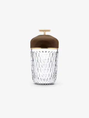 St. Louis Crystal Folia In Dark Ash Wood and Brass With Clear Glass