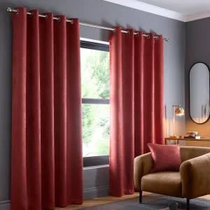 Strata Pair of Eyelet Curtains by Fusion in Terracotta