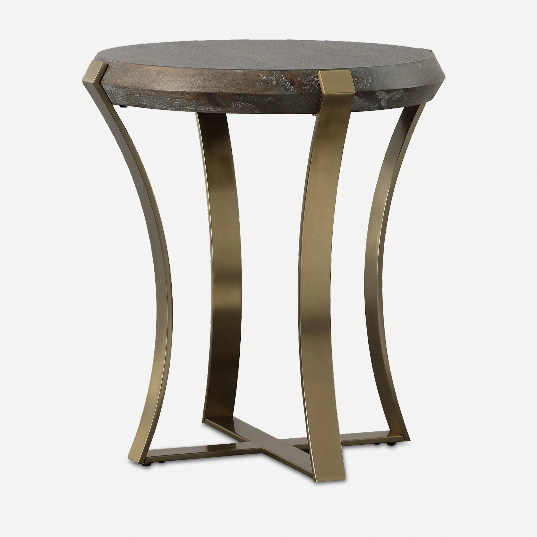 Uttermost Unite Brass Leg Wood Side Table