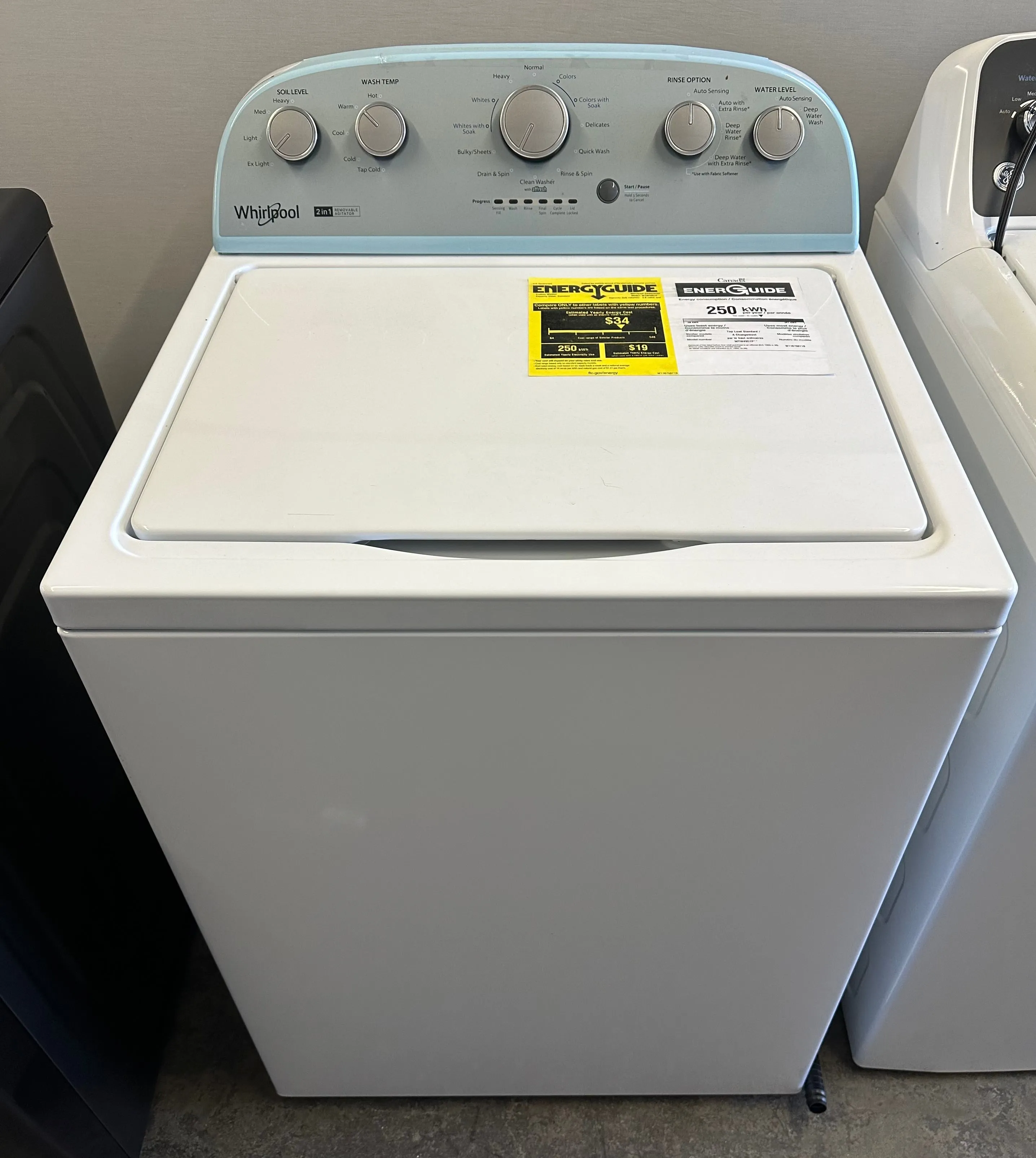 Whirlpool WTW4957PW 27 Inch Top Load Washer with 3.9 Cu. Ft. Capacity, 12 Wash Cycles, and Clean Washer with Affresh® Cycle, 2 in-1 Removable Agitator, Soil Level Selection, Water Level Selection and 360 Wash Agitator Option